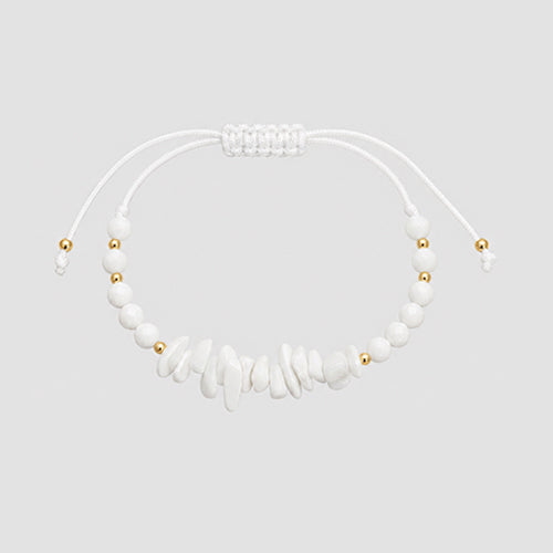 Stone Beads Cord Bracelet in White