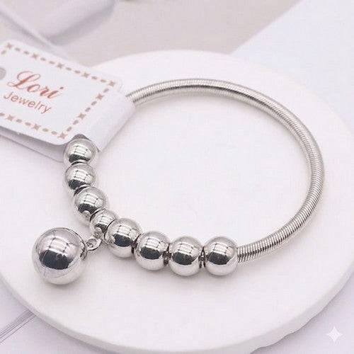 Stretchy Ball Charm Bracelet in Silver