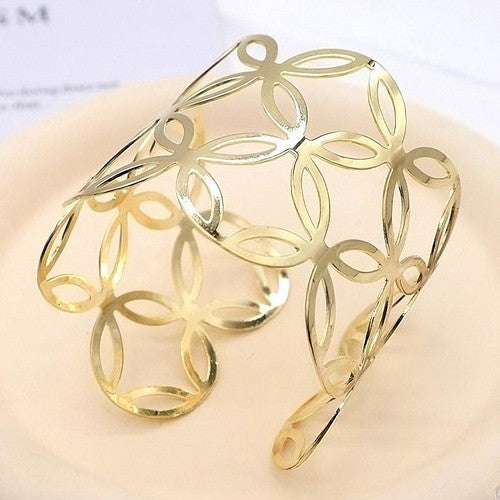 ABR1316 Floral Power Cuff Bracelet in Gold