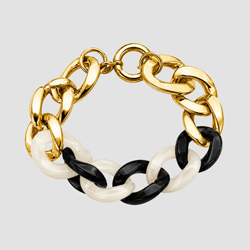 3 Tone Cuban Chunky Bracelet in Gold/Black