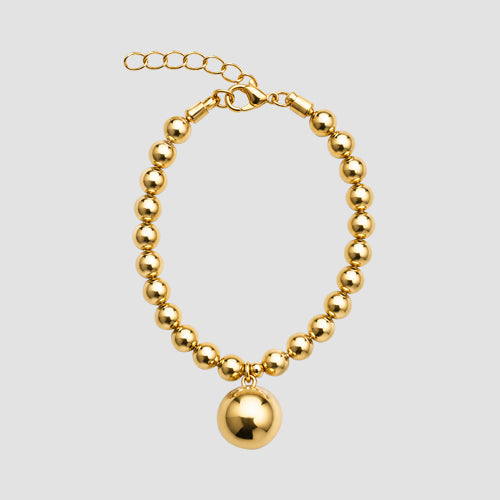High Polish Ball Charm Bracelet in Gold