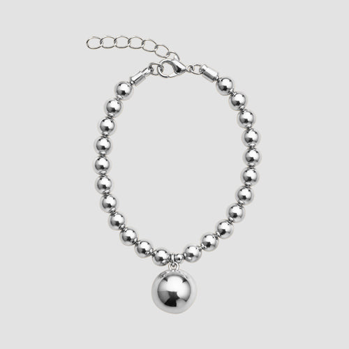 High Polish Ball Charm Bracelet in Silver