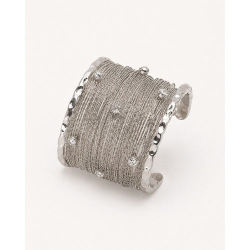 B2580 Rhinestone Wire Cuff Bracelet in Silver