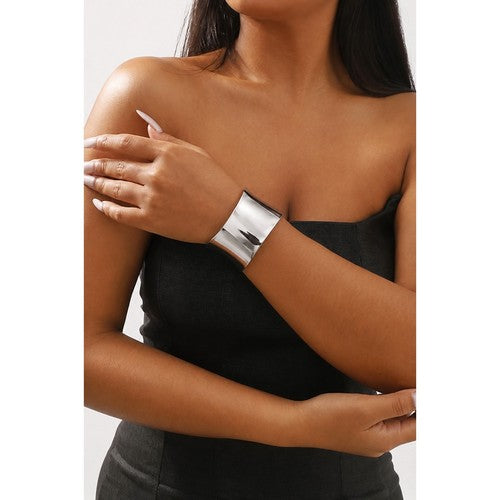 B2332 Irregular Wide Chunky Cuff Bracelet in Silver
