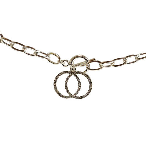 OO Rhinestone Charm Bracelet in Silver