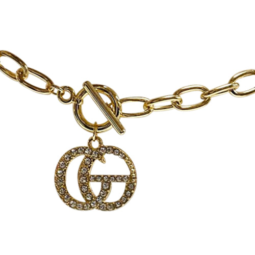 GG Rhinestone Charm Bracelet in Gold
