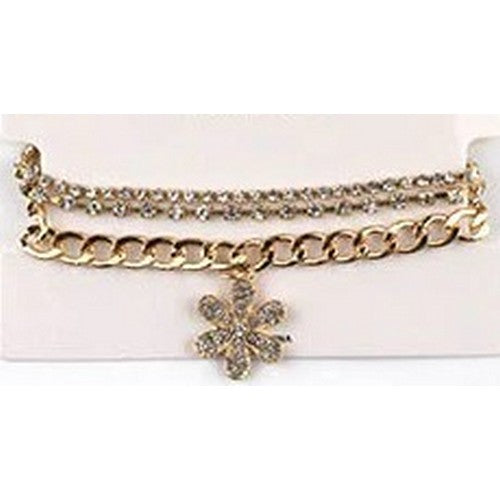 Rhinestone Flower Charm Bracelet