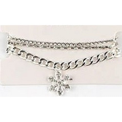 Rhinestone Flower Charm Bracelet