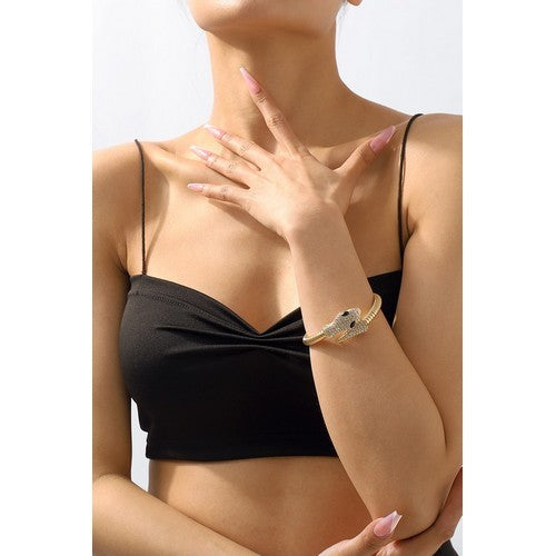 Rhinestone Snake Bangle in Gold