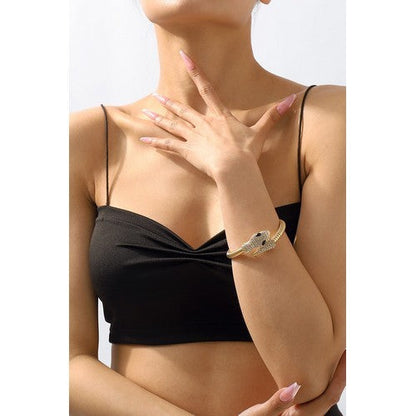 Rhinestone Snake Bangle in Gold