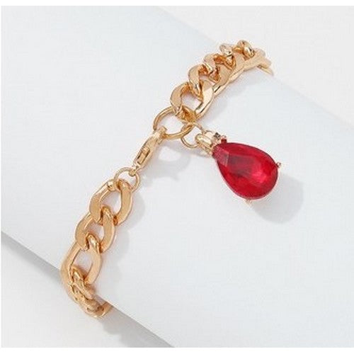 Water Drop Gem Bracelet in Red