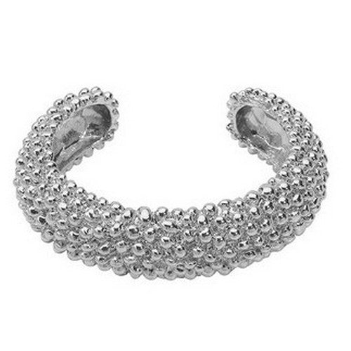 Chunky Bead Cuff Bracelet in Silver