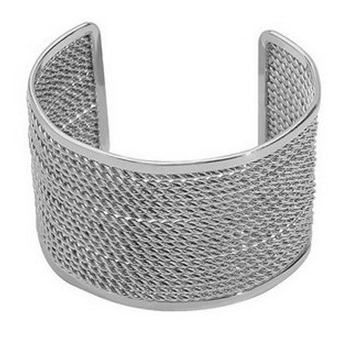 Wide Metal Wire Cuff in Silver