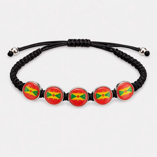 Grenada Flag Drawstring Charm Bracelet
