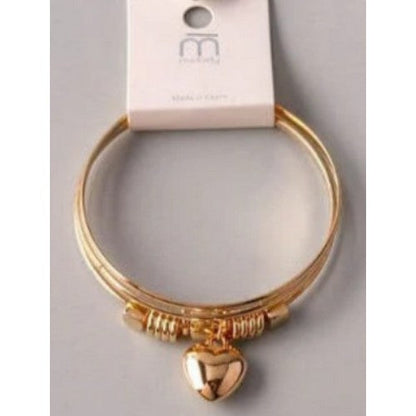 BL17940GS Heart Charm Bangle in Gold