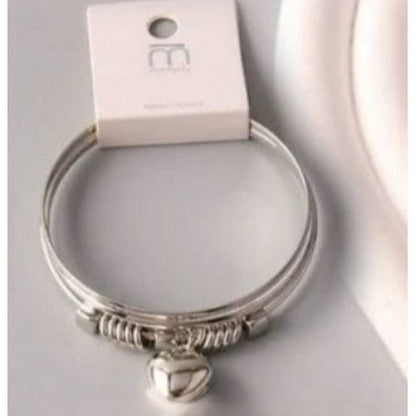 BL17940GS Heart Charm Bangle in Silver