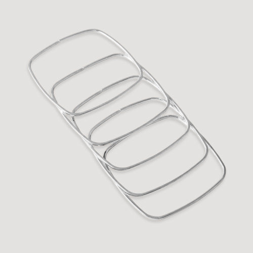 Square Bangle 5-pk in Silver