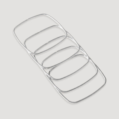 Square Bangle 5-pk in Silver
