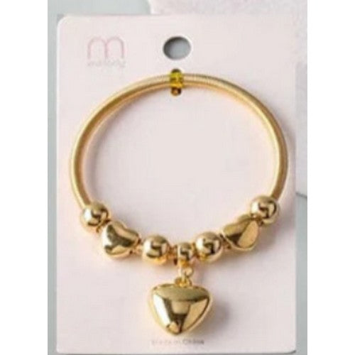 BL_17906GS Heard Pendant Stretch Charm Bracelet in Gold