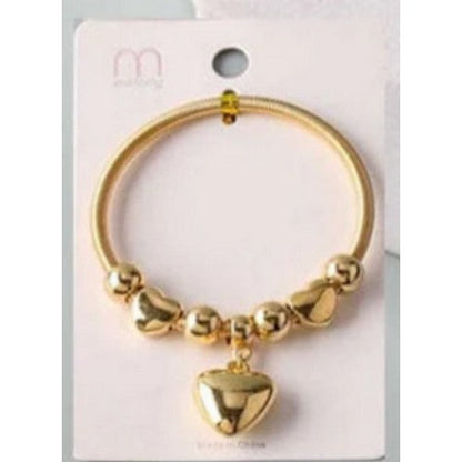 BL_17906GS Heard Pendant Stretch Charm Bracelet in Gold