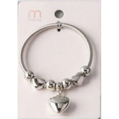 BL_17906GS Heard Pendant Stretch Charm Bracelet in Silver