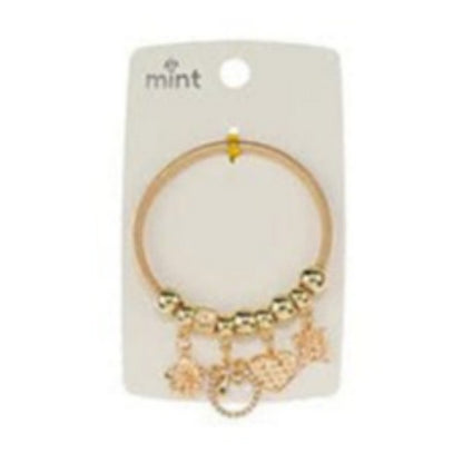 JAB-46199 Rhinestone Pendant Stretch Charm Bracelet in Gold & Clear