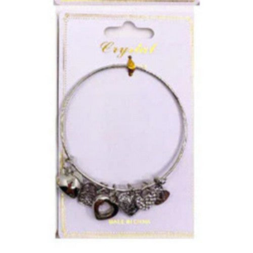 DBE-1981 Heart Charm Bracelet in Silver