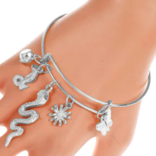 JAB-37506 Snake Charm Bangle in Silver