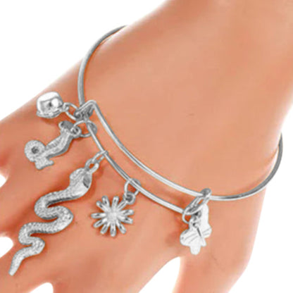 JAB-37506 Snake Charm Bangle in Silver
