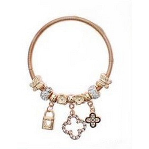 RBT1512GS Quatrefoil Charm Bracelet in Gold & Clear