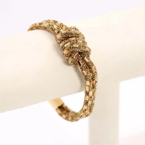 MB19-23 Crystal Bead Knot Bracelet in Gold