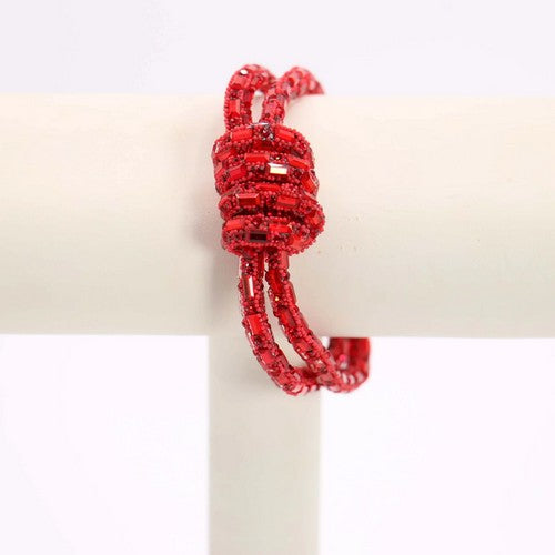 MB19 Crystal Bead Knot Bracelet in Ruby Red