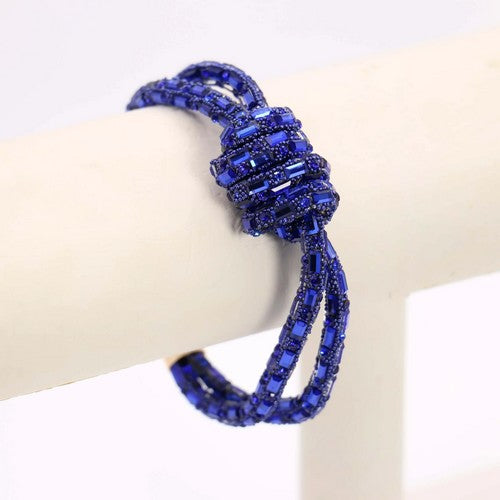 MB19 Crystal Bead Knot Bracelet in Sapphire