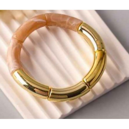 BLE3983 Segmented Stretch Bracelet in Pink