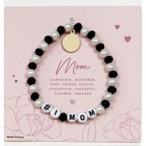 LRODBL18176 #1 Mom Pearl Charm Bracelet in Black