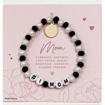 LRODBL18176 #1 Mom Pearl Charm Bracelet in Black