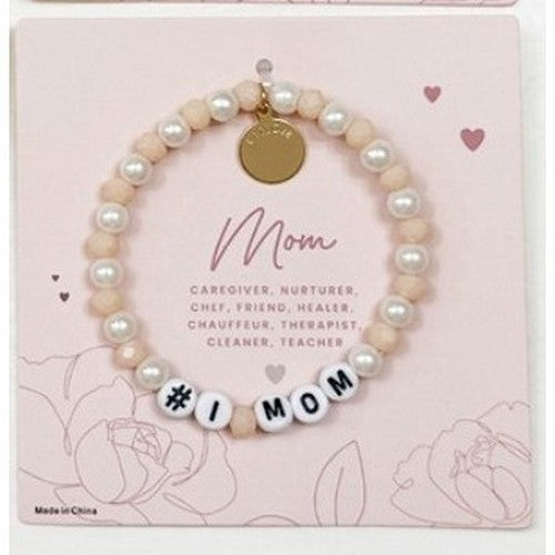 LRODBL18176 #1 Mom Pearl Charm Bracelet in Peach