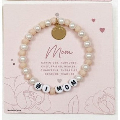 LRODBL18176 #1 Mom Pearl Charm Bracelet in Peach