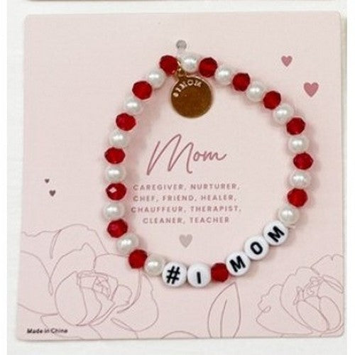 LRODBL18176 #1 Mom Pearl Charm Bracelet in Red