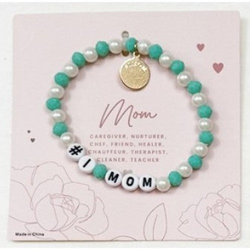 LRODBL18176 #1 Mom Pearl Charm Bracelet in Turquoise