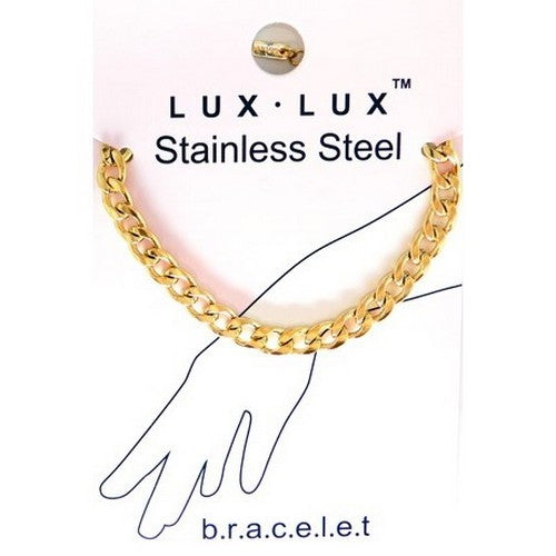 Lux Lux Stainless Steel 6mm Cuban Chain Bracelet in 18K Gold Dip