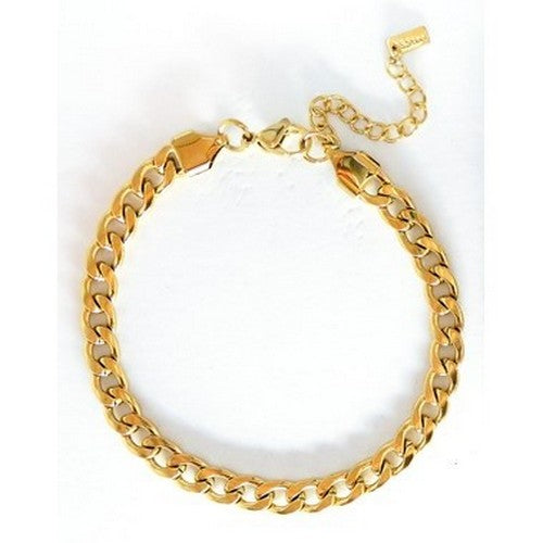 SSB 0003G Lux Lux Stainless Steel 6mm Cuban Chain Bracelet in Gold