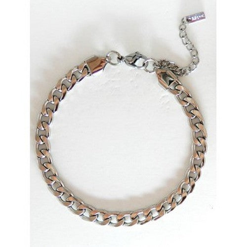 SSB 0003R Lux Lux Stainless Steel 6mm Cuban Chain Bracelet in Silver
