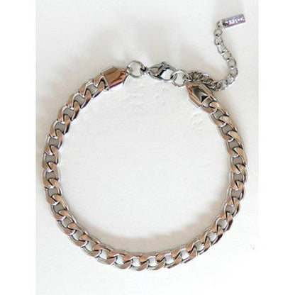 SSB 0003R Lux Lux Stainless Steel 6mm Cuban Chain Bracelet in Silver