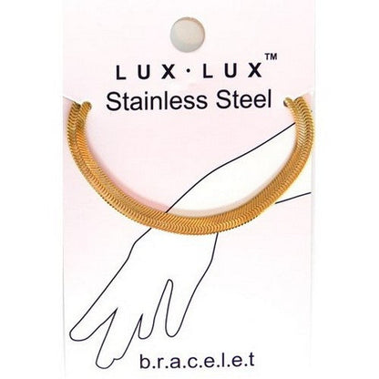 Lux Lux Stainless Steel 5.5mm Herringbone Chain Bracelet in 18K Gold Dip