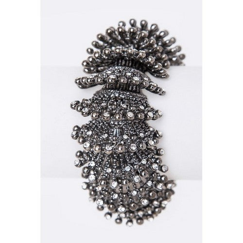 Crown Design Stretch Bracelet in Hematite