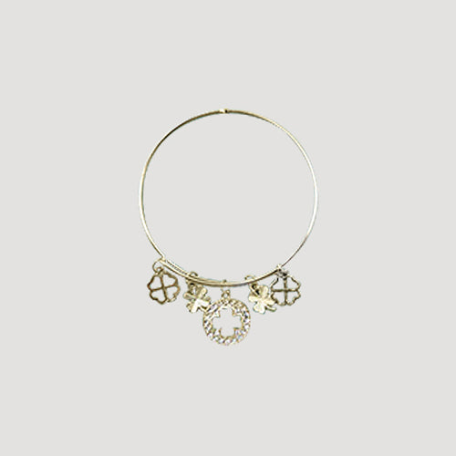 EBG9300G Clover Rhinestone Charm Bracelet in Gold