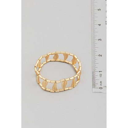 Elastic Feather Beaded Bracelet in Gold