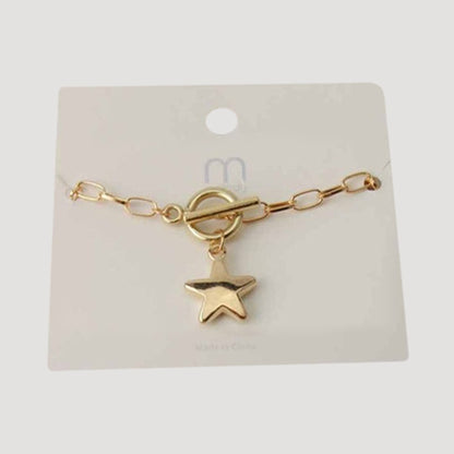 Charm Toggle Chain Gold Bracelet in Star Design