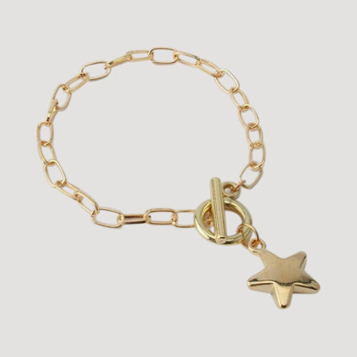 Charm Toggle Chain Gold Bracelet in Star Design